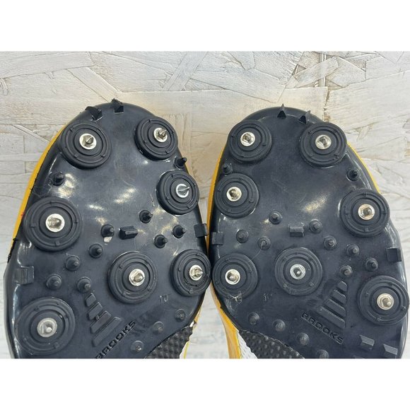 Brooks Nerve Track and Field Spikes Yellow with White Mesh Size 10.5 Spikes Incl - Picture 7 of 9